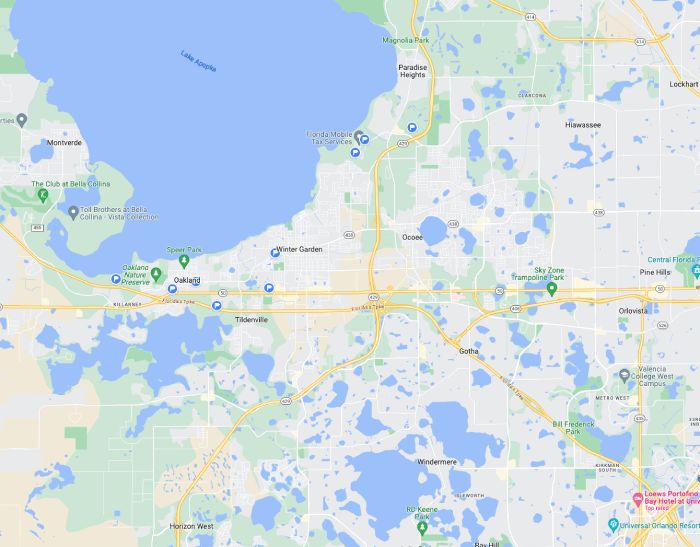 Finished Project LLC service area map. We serve all of the Orlando metro area.